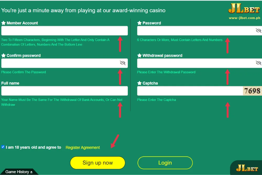 Instructions on how to register jlbet with 100% success